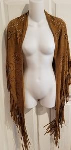Fairchild faux suede fringe wrap NWT